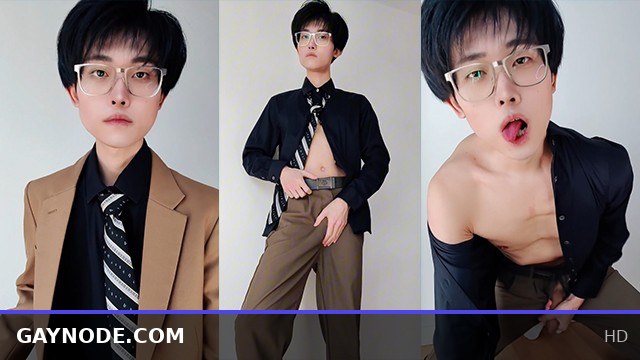 Handsome Twink Suit Slut Dominated Into Kneeling and Gasping with Ahegao Expression