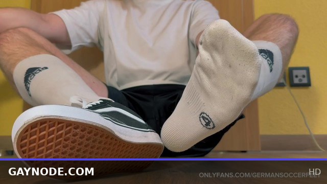 German Soccer Boy Sniffs His Musty Soccer Socks After Intense Training Session