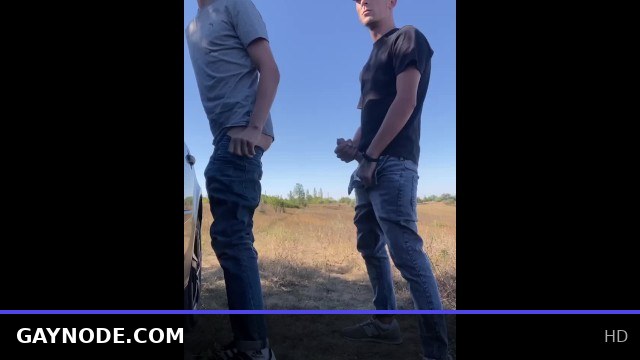 Straight dude pounds his gay buddy outside, bareback and cumming inside him