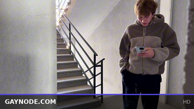 Straight guy surprises alone dude, unleashing wild oral and ass action through open door