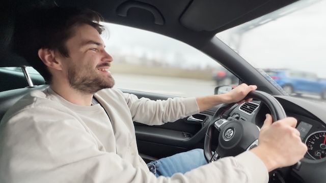 nearly wrecked the car while teasing him with a handjob and tormenting him post-orgasm