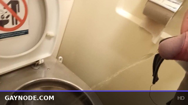 Twink Pisses in Filthy Train Station Public Bathroom