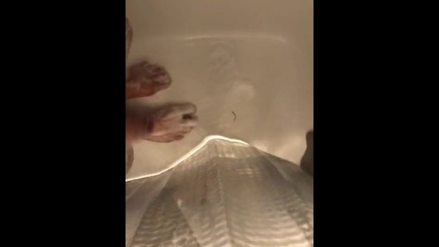 Washing My Small Uncut Cock and Feet Together in the Shower Session