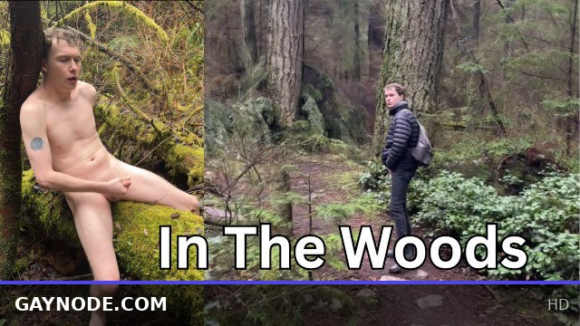 BLOND TWINK PISSES AND CUMS IN PUBLIC DURING A WALK IN THE FOREST