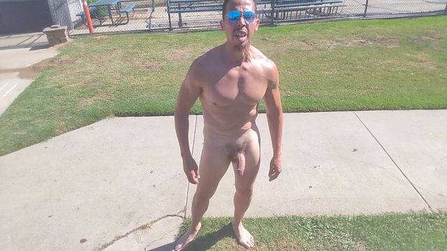 Steamy day pleasuring myself in a public park as a total exhibitionist
