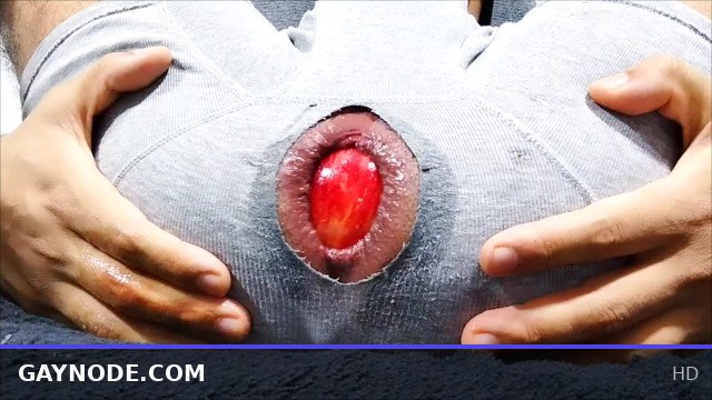 Anal fingering and apple insertion close-up