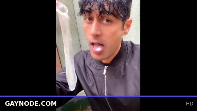 Straight friend leaves used condom in garden house, I drink his cum, wear condom, and jerk off